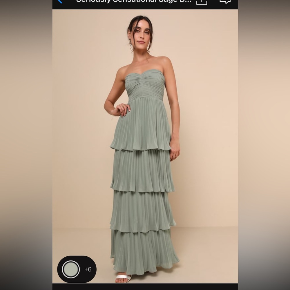 Lulus seriously sensational strapless gown sage size small
